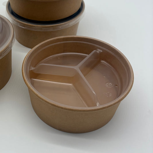 150mm Kraft Bowl Insert tray 3 Compartment