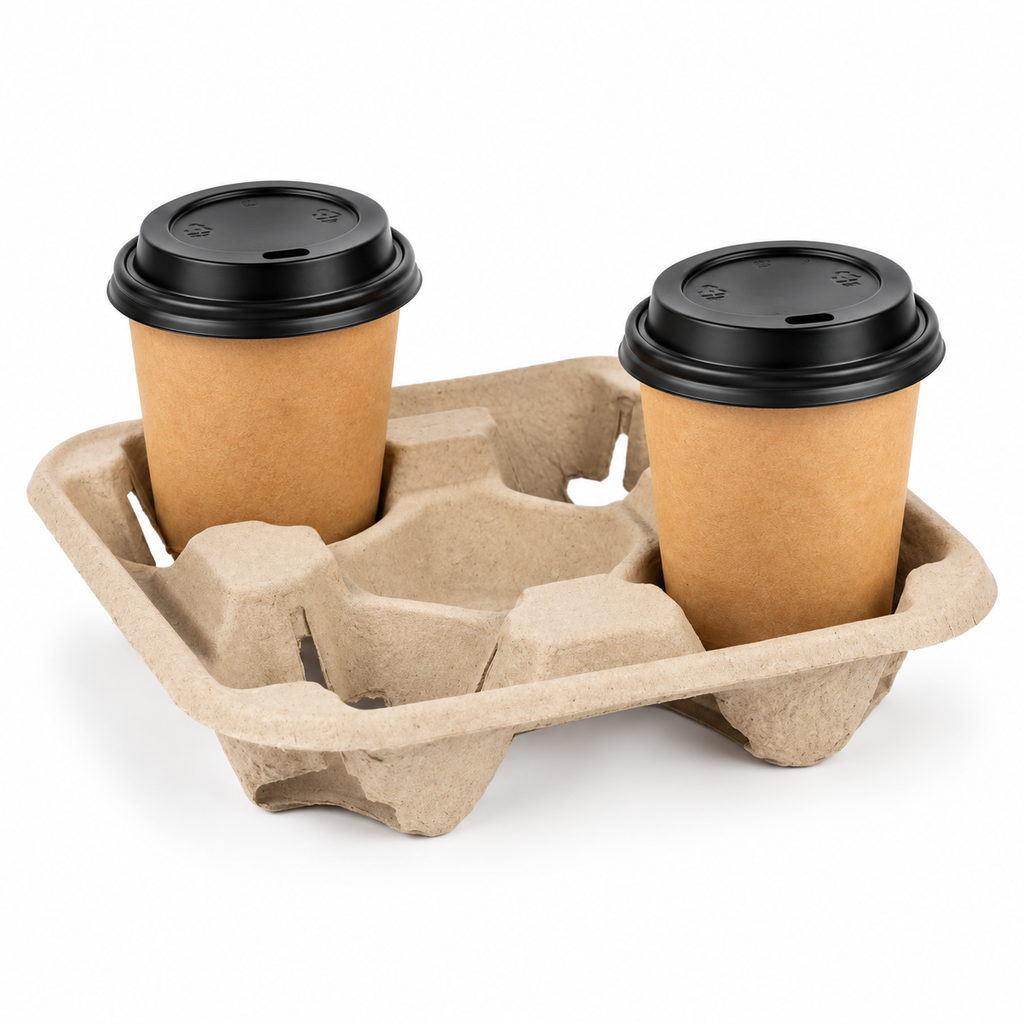 4 Cup Pulp  Coffee Carrier Holder Trays - 180 pk