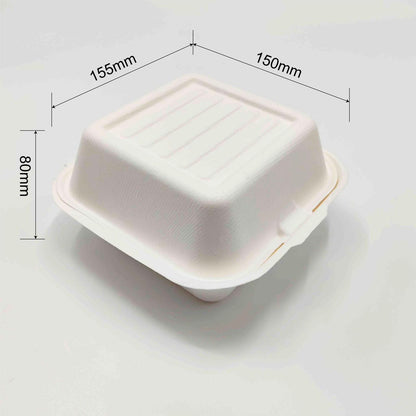6x6" Bagasse Burger Box - 500pk
