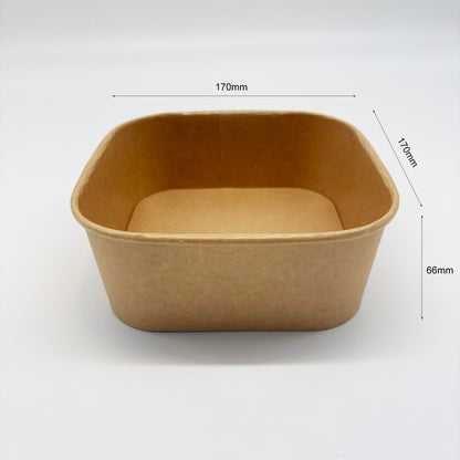 1250ml Square Kraft Container - 300pk