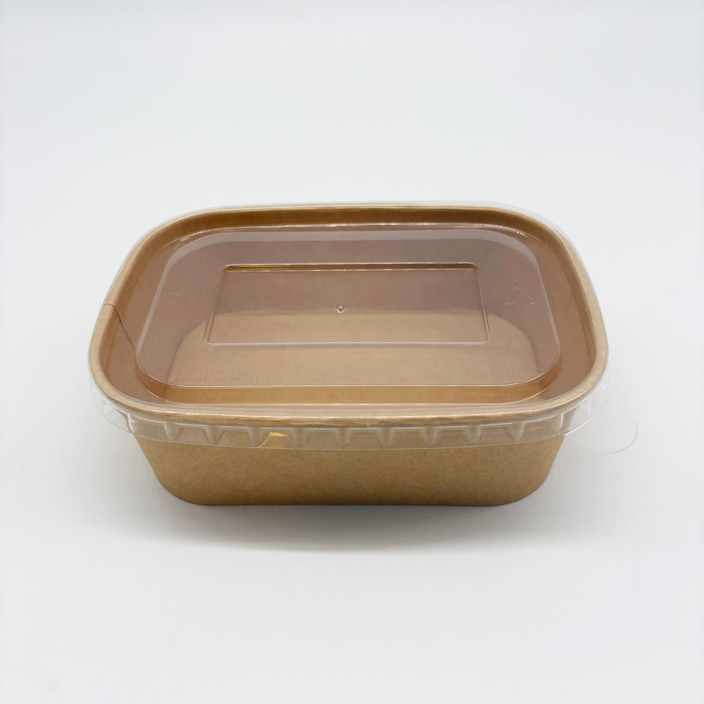 PP Lid-550ml/750ml Rectangular Kraft Container V2 - 300pk