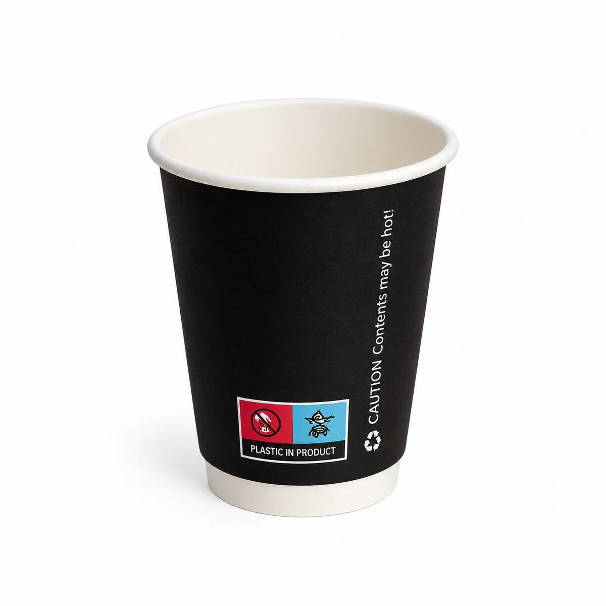 12oz Double Wall Paper Coffee Cups Black-500pk
