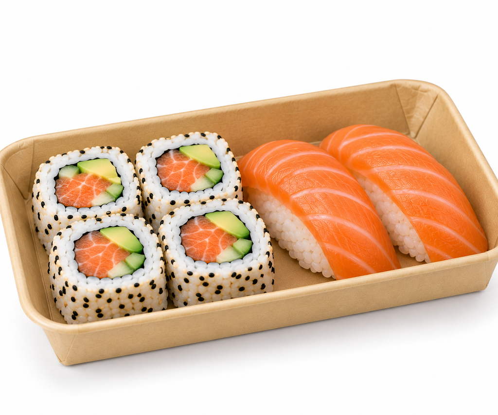 No.1 Kraft Paper Sushi Tray 800- Disposable Takeaway Packaging