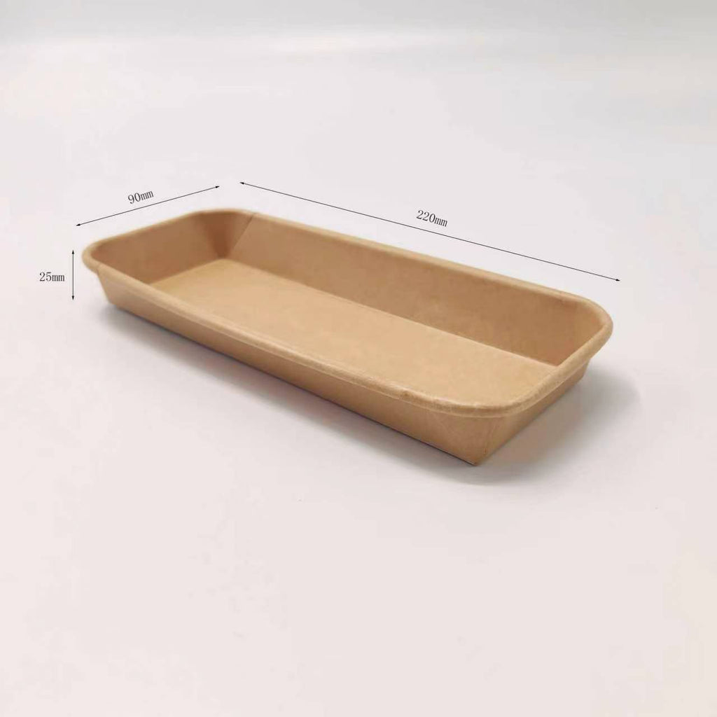 No.2 Kraft Paper Sushi Tray 600pcs - Disposable Takeaway Packaging
