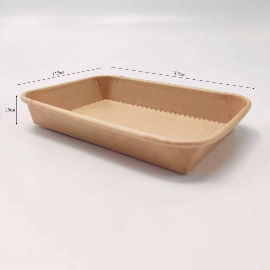 No.5 Kraft Paper Sushi Tray 600pcs - Disposable Takeaway Packaging