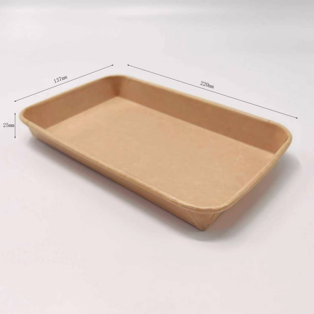 No.7 Kraft Paper Sushi Tray 400pcs - Disposable Takeaway Packaging