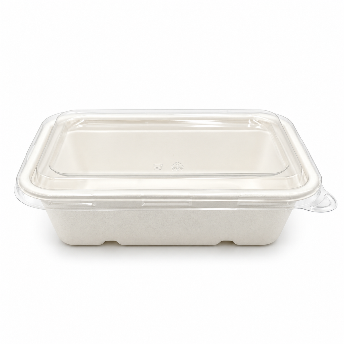 PET Lid - Bagasse Rectangle Container - 500pk