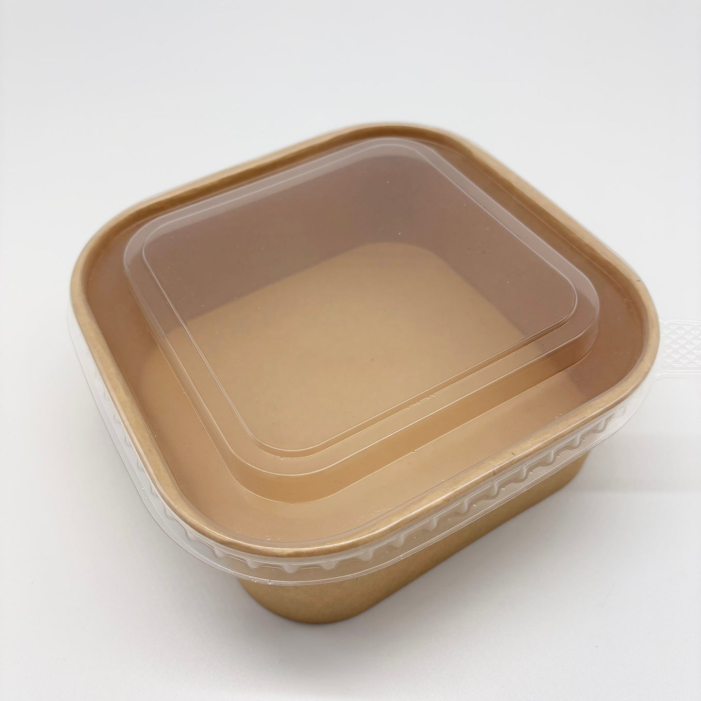 PP Lid-1250ml Square Kraft Container - 300pk