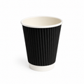 16oz Ripple Wall Black Paper Coffee Cups-500pk