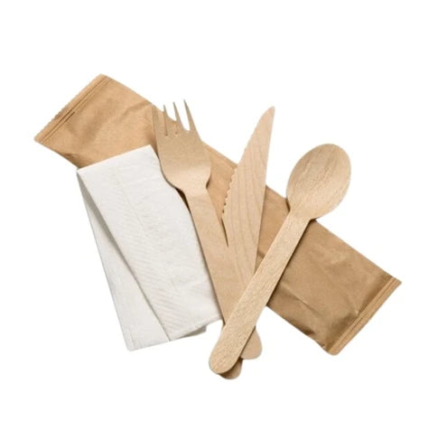 Birchwood Cutlery Set (4 in 1) Knife, Fork, Spooe& Napkin-250 sets